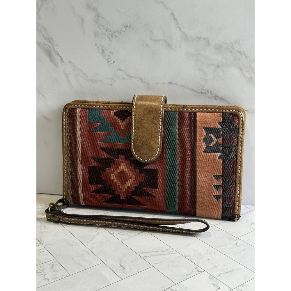Justin Boho Western Wristlet Clutch Multi Textile